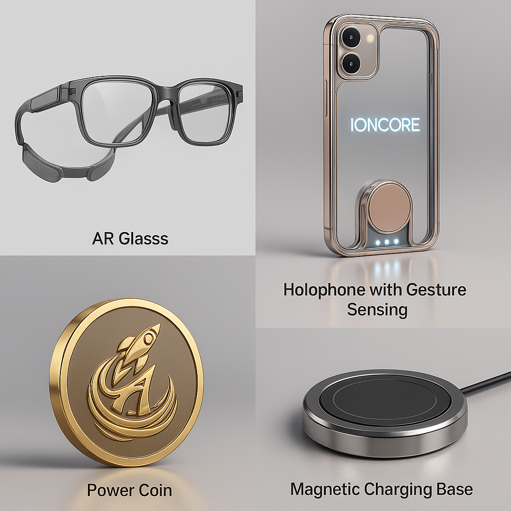 AR glasses bundle with wireless charger and Power Coin